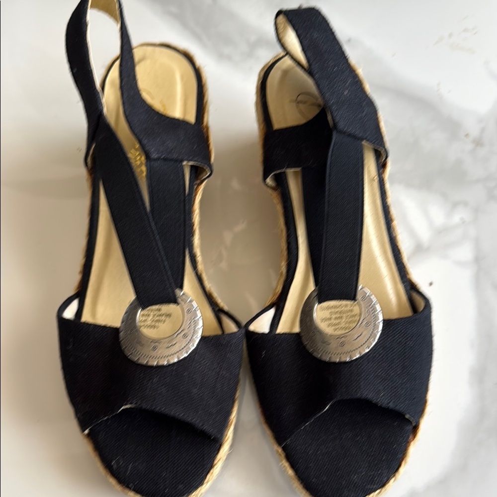 Beacon Black Espadrille Sandals with Silver Accent
